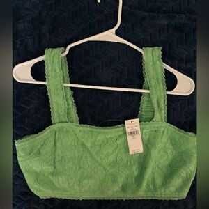 American Eagle Lace Overlay Super Cropped Tank Top